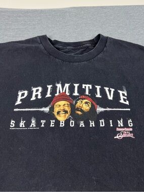 Primitive Black Graphic Tee with Cheech and Chong